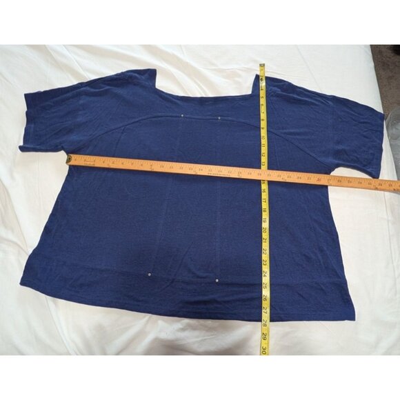 Eileen Fisher Womens 2X Navy Linen Shirt Relaxed Fit Lightweight rivets Jersey - Picture 9 of 11